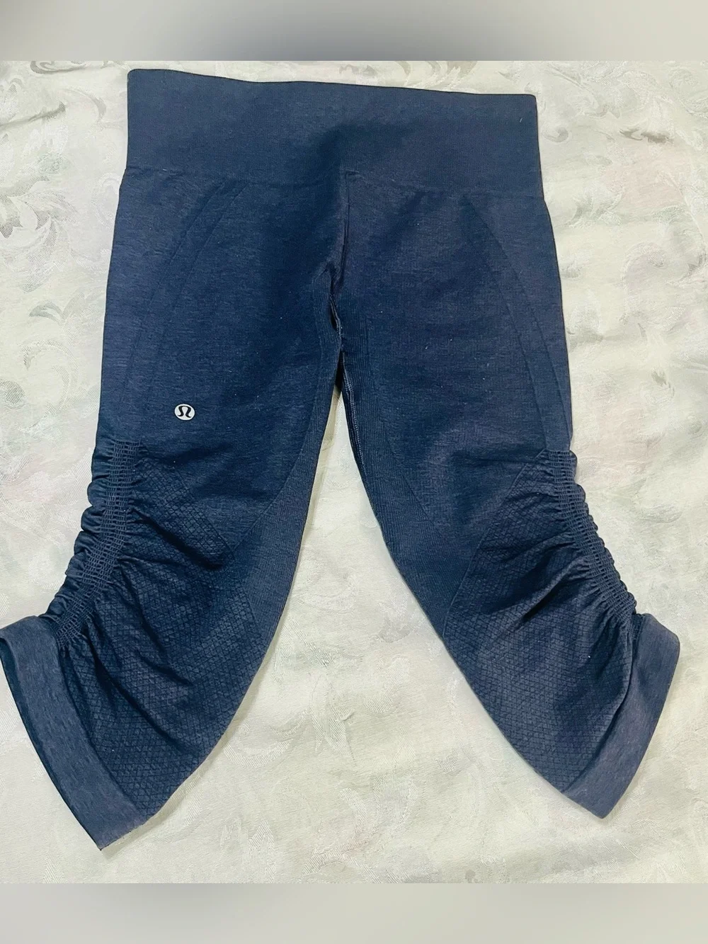 Lululemon In the Flow Crop II Leggings Navy Blue Capri Ruched Yoga 6